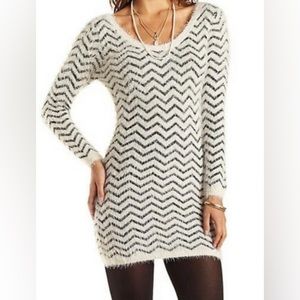 Charlotte Russe,fuzzy sweater dress, black and white.